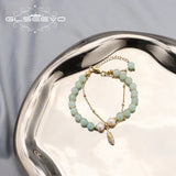 Green Jade Freshwater Pearls Long Chain Bracelet For Woman