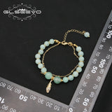 Green Jade Freshwater Pearls Long Chain Bracelet