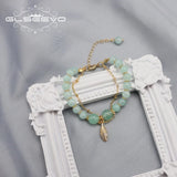 Green Jade Freshwater Pearls Long Chain Bracelet