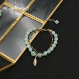 Green Jade Freshwater Pearls Long Chain Bracelet