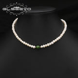 Green Jade Natural Freshwater Pearls Long Necklace For Woman