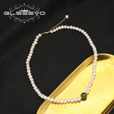 Green Jade Natural Freshwater Pearls Long Necklace For Woman