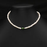 Green Jade Natural Freshwater Pearls Long Necklace For Woman