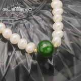 Green Jade Natural Freshwater Pearls Long Chain Women's Bracelet