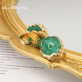 GLSEEVO Green Stone Adjustable Rings Romantic Jewelry Wedding Accessories