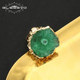 GLSEEVO Green Stone Adjustable Rings Romantic Jewelry Wedding Accessories
