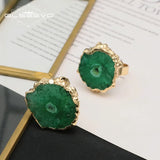 GLSEEVO Green Stone Adjustable Rings Romantic Jewelry Wedding Accessories