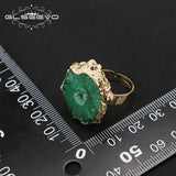 GLSEEVO Green Stone Adjustable Rings Romantic Jewelry Wedding Accessories