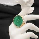 GLSEEVO Green Stone Adjustable Rings Romantic Jewelry Wedding Accessories