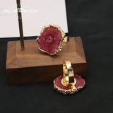 GLSEEVO Green Stone Adjustable Rings Romantic Jewelry Wedding Accessories