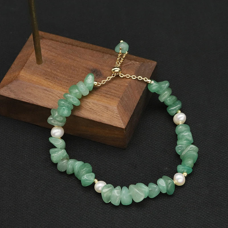 Green Tanglin Natural Tahitian Pearl Bracelet Retro Woman Jewelry
