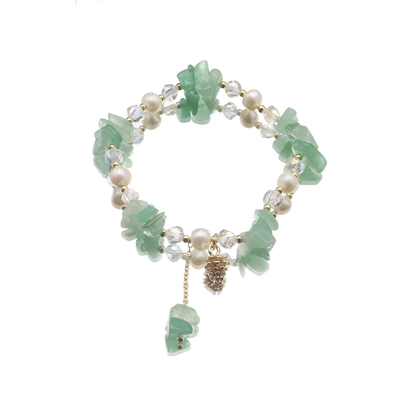 Green Pinecone Woman Stretch Bracelet Fine Jewelry Bridal