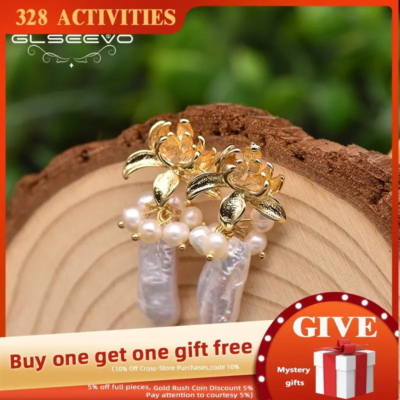 Baroque Pearl Earrings Pendant Hand-Made Jewelry GE0984