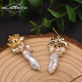 Baroque Pearl Earrings Pendant Hand-Made Jewelry GE0984