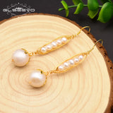 GLSEEVO Silver Pearl Drop Earrings Fine Jewelry