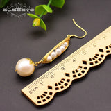 GLSEEVO Silver Pearl Drop Earrings Fine Jewelry