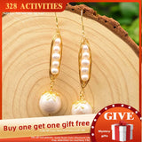 GLSEEVO Silver Pearl Drop Earrings Fine Jewelry