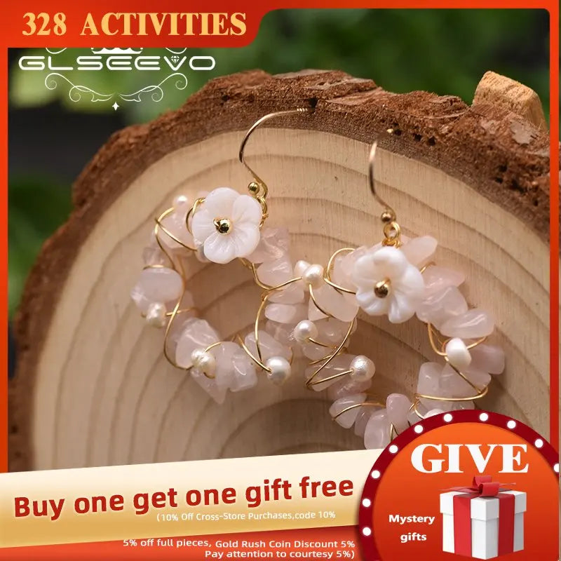 Crystal Flower Hoop Earrings for Women