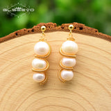 Fresh Water Pearl Long Drop Earrings Wedding Jewelry GE0779