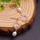Freshwater Pearl Drop Earrings Glass Stone Jewellery GE0956