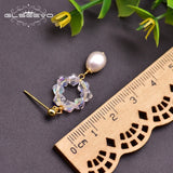 Freshwater Pearl Drop Earrings Glass Stone Jewellery GE0956