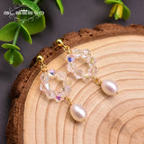 Freshwater Pearl Drop Earrings Glass Stone Jewellery GE0956
