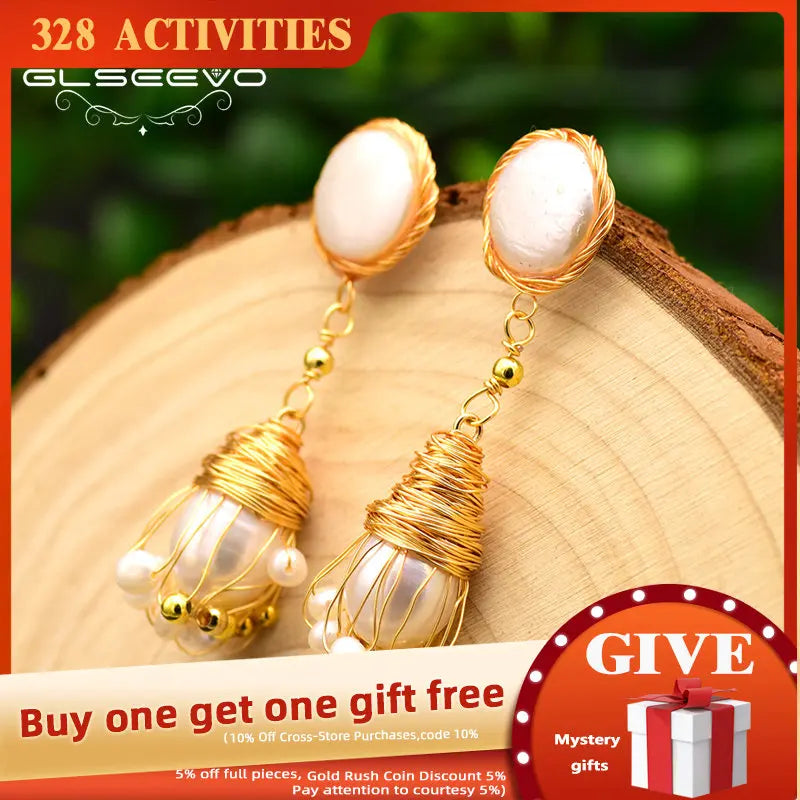 Baroque Pearl Tassel Drop Earrings Wedding Dangle Jewelry