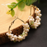 Natural Fresh Water Pearl Hoop Earrings for Women Wedding Party GE0870
