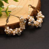 Natural Fresh Water Pearl Hoop Earrings for Women Wedding Party GE0870