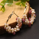 Natural Fresh Water Pearl Hoop Earrings for Women Wedding Party GE0870