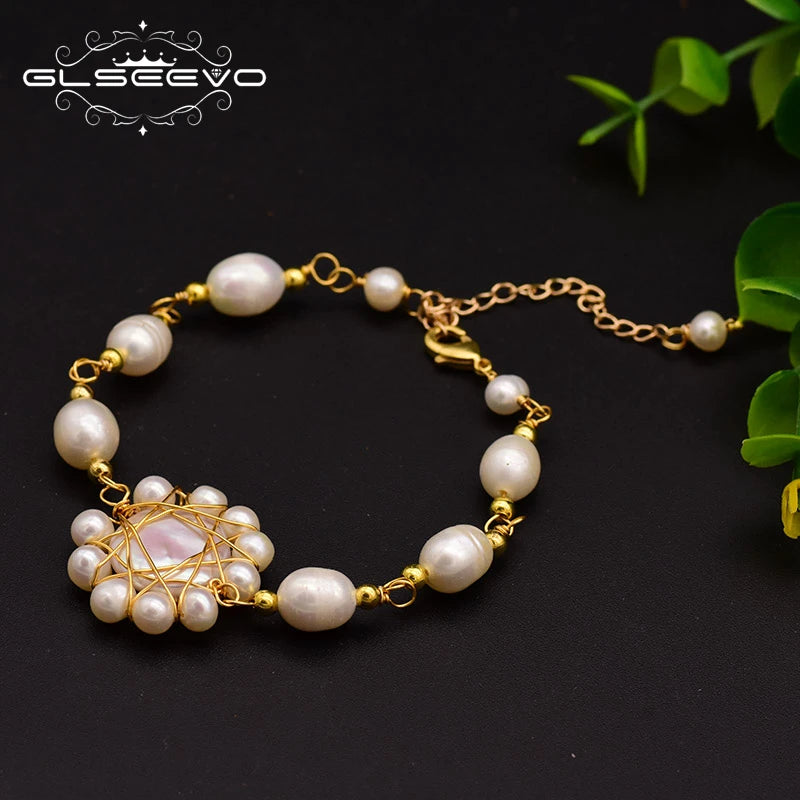 GLSEEVO Pearl Sun Flower Bracelet For Women