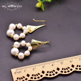 Vintage Style Fresh Water Pearls Drop Earrings Engagement Party Jewelry