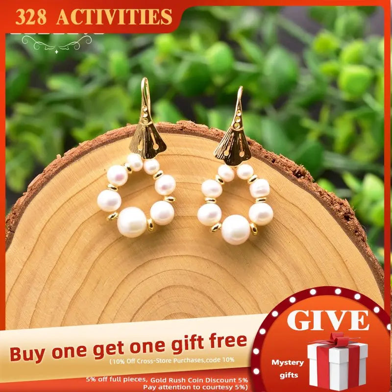 Vintage Style Fresh Water Pearls Drop Earrings Engagement Party Jewelry