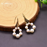 Vintage Style Fresh Water Pearls Drop Earrings Engagement Party Jewelry