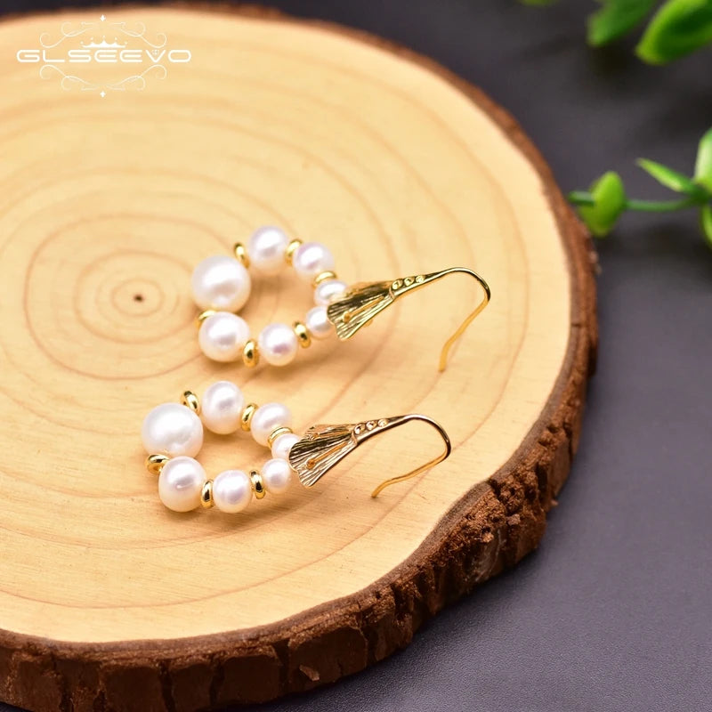 Vintage Style Fresh Water Pearls Drop Earrings Engagement Party Jewelry