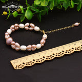 GLSEEVO Pink Pearl Adjustable Bracelet Double Layer Bangle