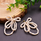 Freshwater Pearl Bowknot Pendant Earrings for Wedding