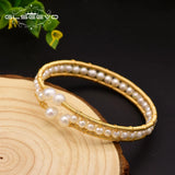 GLSEEVO Freshwater Pearl Double Layer Bangle Women Gift GB0112