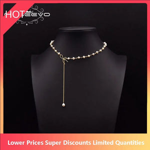Freshwater Pearl Necklace For Women Wedding Party Bow Pearl Pendant