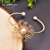 Freshwater Pearl Open Bracelet for Women Bohemian Fine Jewelry Bangle