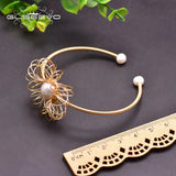 Freshwater Pearl Open Bracelet for Women Bohemian Fine Jewelry Bangle