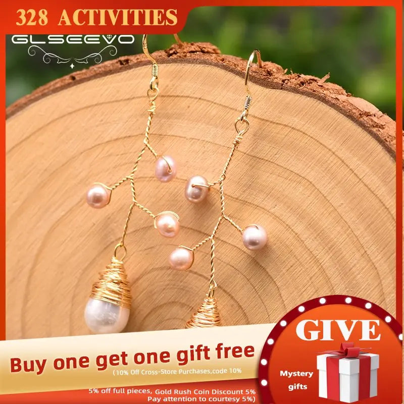 Freshwater Pearl Tree Drop Earrings For Women GE0912
