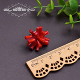 Red Sea Bamboo Coral 925 Silver Stud Earrings for Women GE0661