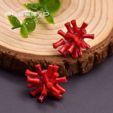 Red Sea Bamboo Coral 925 Silver Stud Earrings for Women GE0661