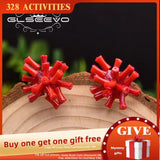 Red Sea Bamboo Coral 925 Silver Stud Earrings for Women GE0661