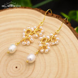 GLSEEVO Natural Pearl Dangle Earrings Women Gift Drop Earrings GE0671