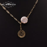 Pendant Necklace Freshwater Pearl Jewelry Chain Tag Set Chain