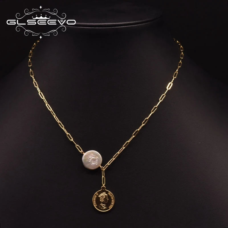 Pendant Necklace Freshwater Pearl Jewelry Chain Tag Set Chain
