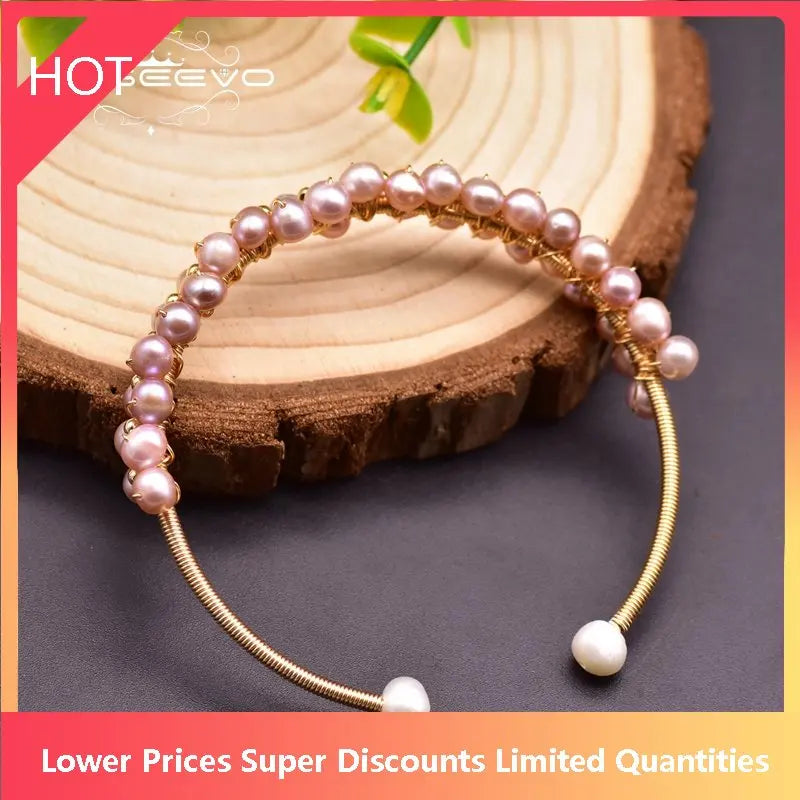 GLSEEVO Purple Pearls Bangle - Engagement Bracelet GB0210C