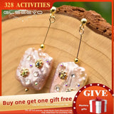High Baroque Pink Pearl Drop Earrings Wedding Jewelry